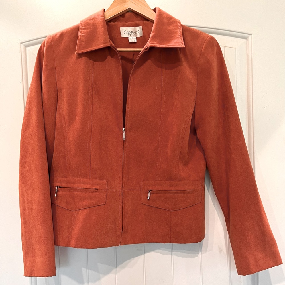 Conrad C Solid Orange Collared Full Front Zip Bla… - image 1